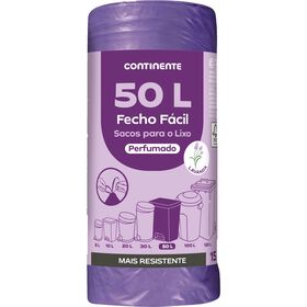 Sacos Lixo Fecho Fácil Perfumado Lavanda 50 Lt Continente 15 Un