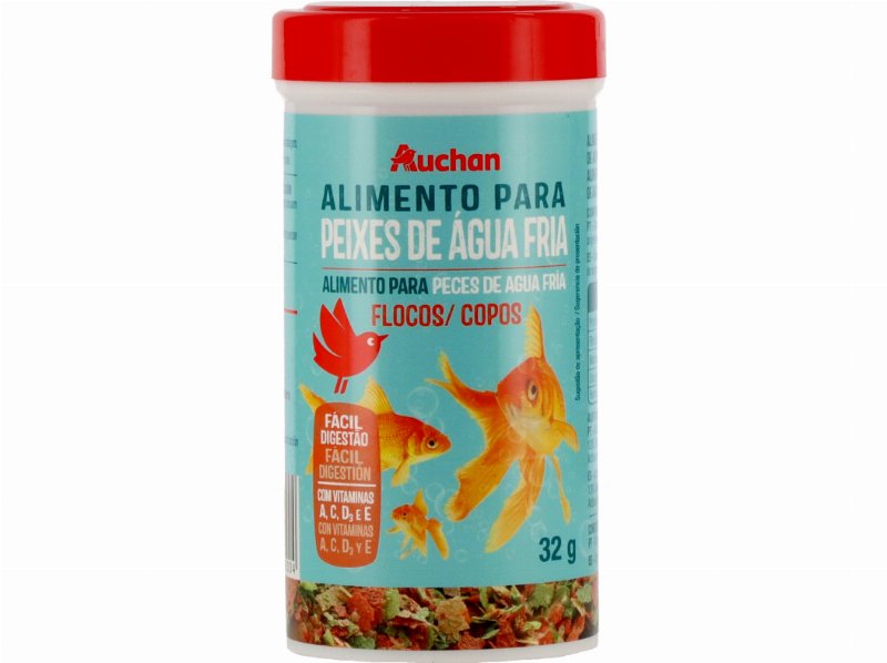 Comida Para Peixes Auchan Água Fria Em Flocos 32 g