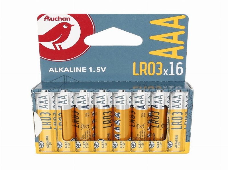 Pilhas Alcalinas Auchan Standard Lr03 16 Unidades