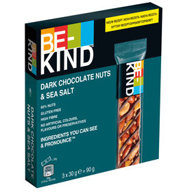 Barras De Frutos Secos Com Chocolate Negro E Sal Marinho Sem Glúten Be-Kind 90 gr (3 Un)