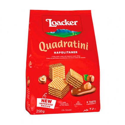 Bolachas Wafers Quadratini Com Recheio Avelã Loacker 0.25Kg