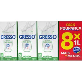 Leite Uht Meio Gordo Gresso 8 X 1 Lt