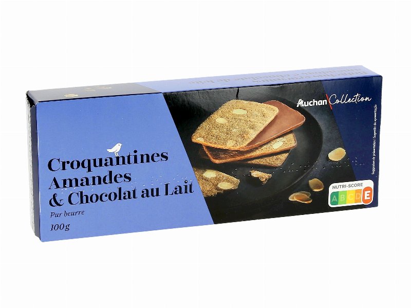 Bolacha Amêndoa Crocante Auchan Collection Chocolate Leite 100 g