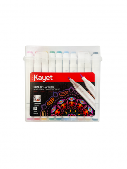 Conjunto 60 Marcadores Dupla Ponta Kayet