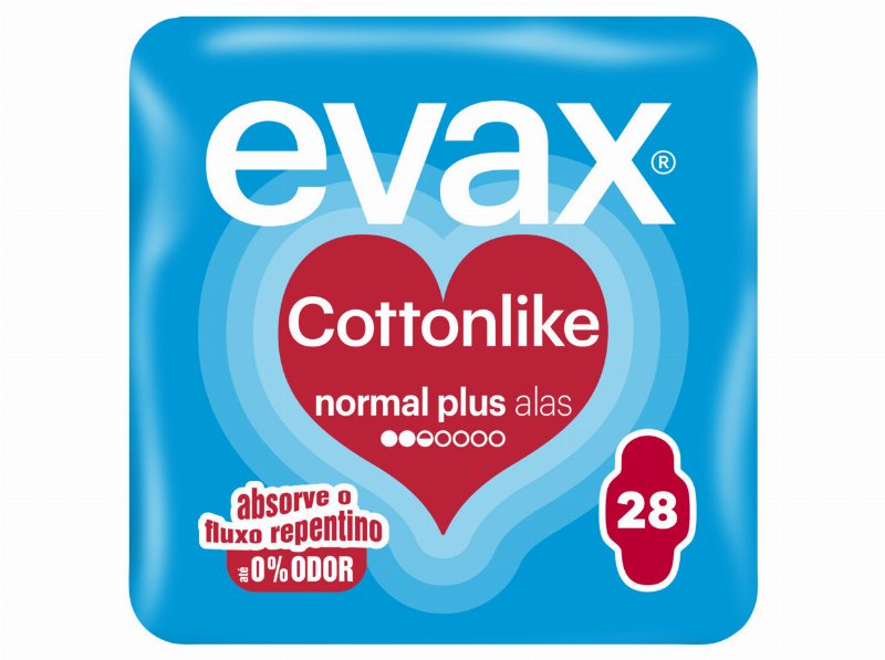 Pensos Higiénicos Cottonlike Normal Plus Com Abas Evax 28 Un
