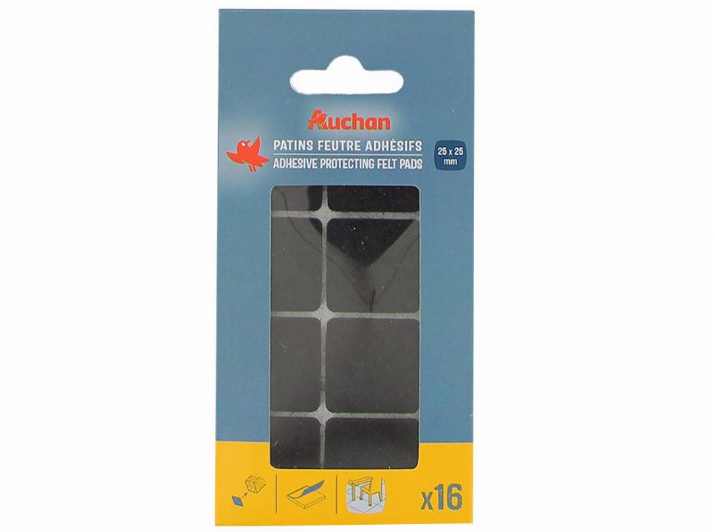 Feltros Protectores Auchan Castanhos Adesivos 16 Peças 25X25Mm