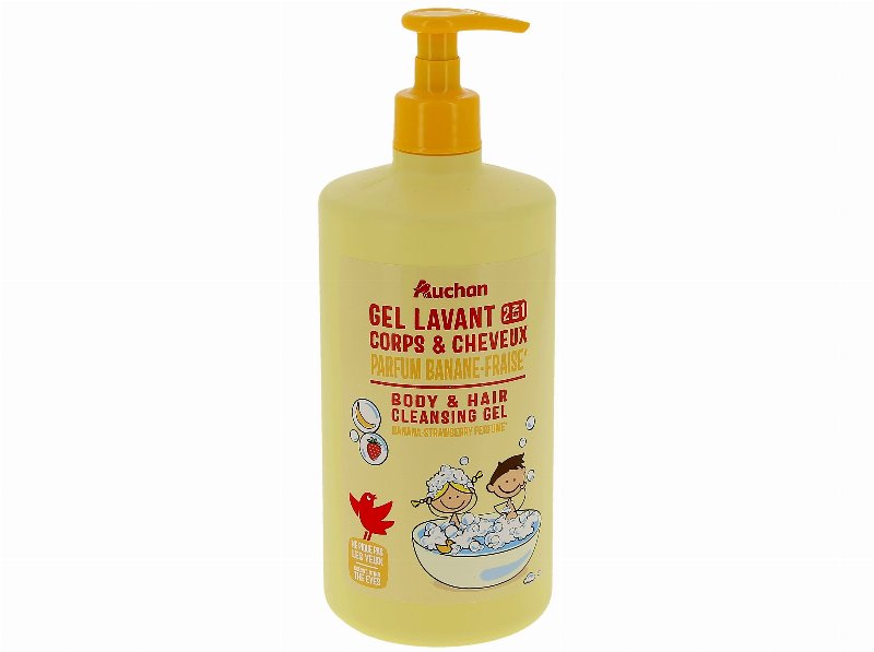 Gel De Banho Pump Auchan Kids 2Em1 Corpo E Cabelo Banana Morango 750 ml