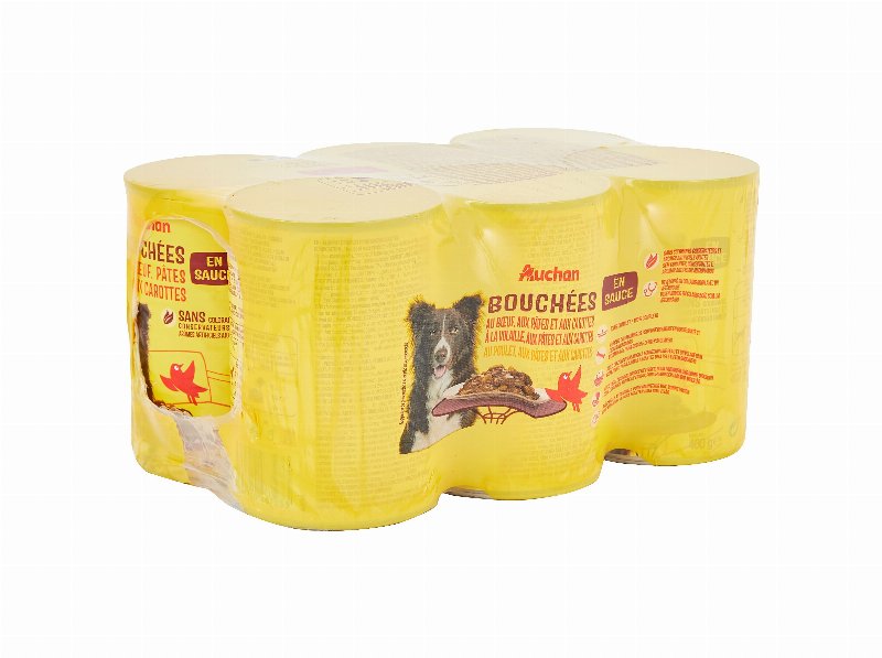 Comida Húmida Para Cão Auchan Pedaços Molho Carnes 6X400 g