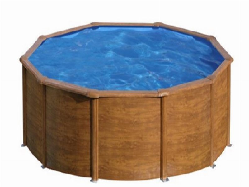 Piscina Redonda Madeira Gre Com Acessórios 460X120Cm