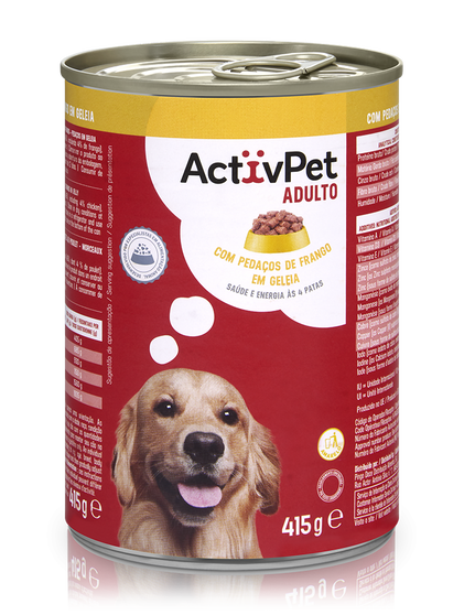 Comida Húmida Para Cão Adulto Com Frango Em Geleia Activpet 0.4Kg