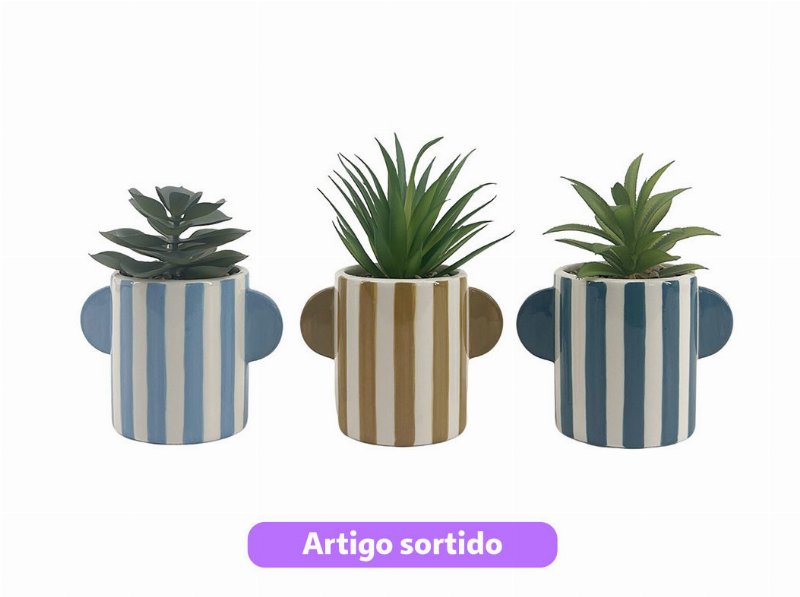 Suculenta Artificial Actuel Com Vaso De Cerâmica 14.5Cm/18Cm/15.5Cm Modelos Sortidos