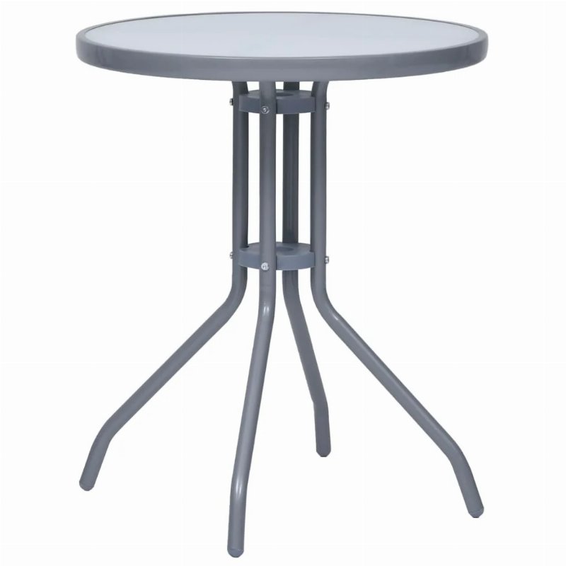 Hkh Mesa De Jardim 60 Cm Aço E Vidro -Claro - Cinzento