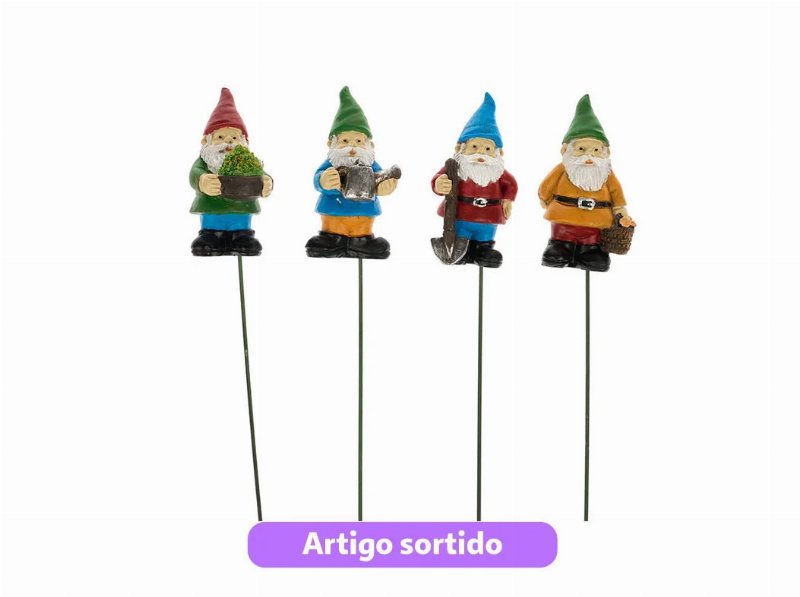 Stick Com Gnomo Gardenstar Poliresina 30Cm Modelos Sortidos
