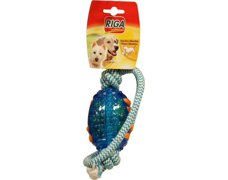 Brinquedo Para Cão Riga Bola Rugby E Corda