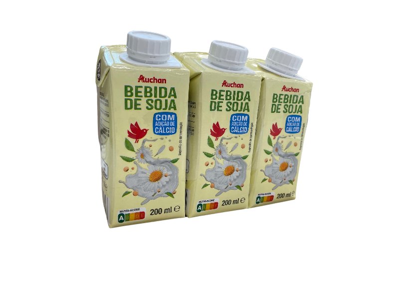 Bebida Auchan Soja Natural Com Cálcio 3X200 ml