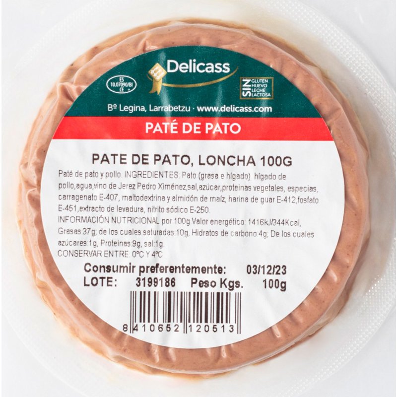 Paté De Pato Fatiado 100 g