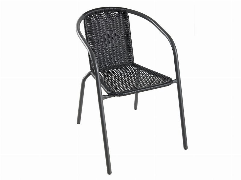 Cadeira Bistro Gardenstar Metal Rattan Preto 58X53X75Cm