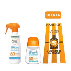 Conjunto Proteção Solar Sensitive Advanced + Oferta Toalha Garnier Ambre Solaire 270 ml + Emb. 40 ml + Oferta Toalha De Praia