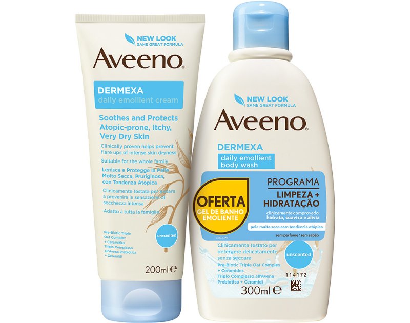 Creme Aveeno Hidratante Dermexa 200 ml+Gel Banho 300 ml