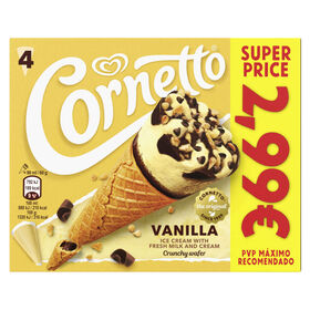 Gelado Cone Baunilha Cornetto 360 ml (4 Un)