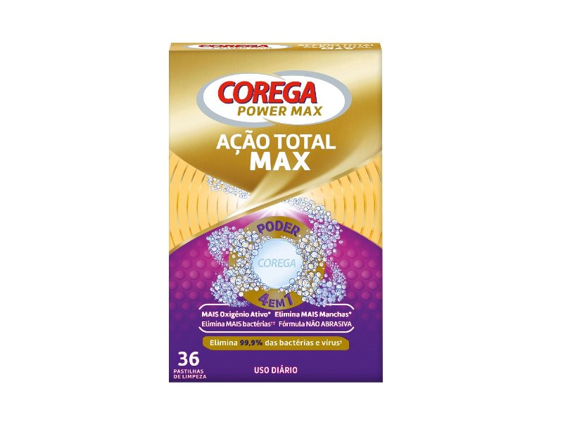 Pastilhas Corega Limpeza Acção Total 36Un