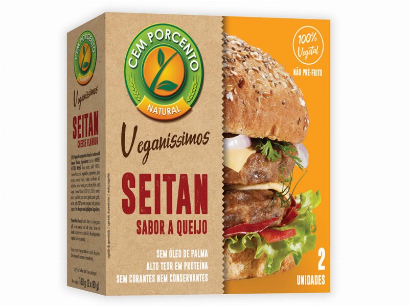 Hamburguer Cem Porcento Veganíssimo Seitan Sabor Queijo 160 g