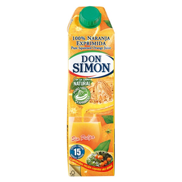 Sumo 100% Espremido De Laranja Sem Polpa 1 l