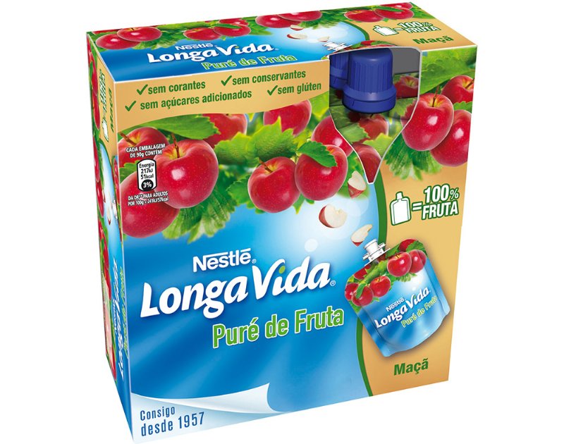 Sobremesa Longa Vida Puré De Fruta Maçã 4X90 g