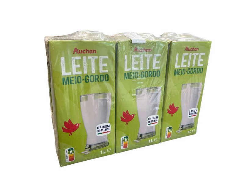Leite Auchan Uht Meio Gordo Slim 6X1 l