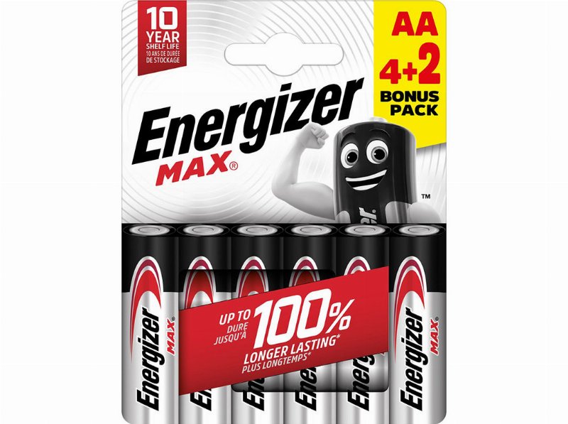 Pilha Alcalina Energizer Max Aa/Lr6 4+2 Unidades