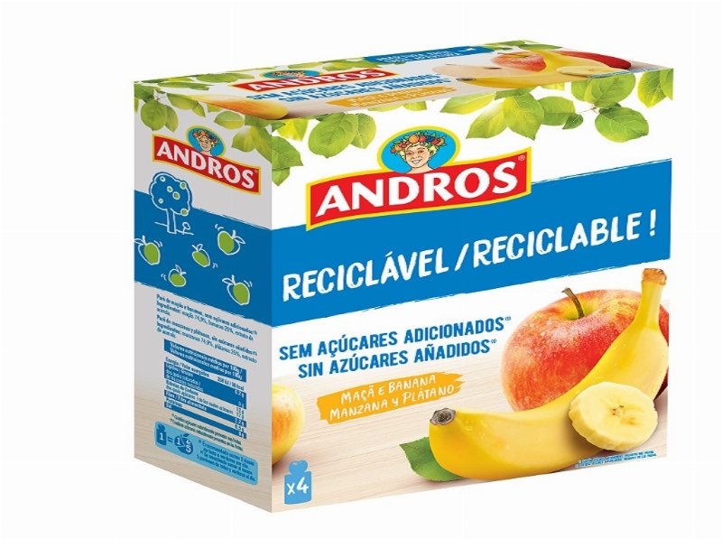 Saquetas Fruta Andros Maçã Banana 4X90 g