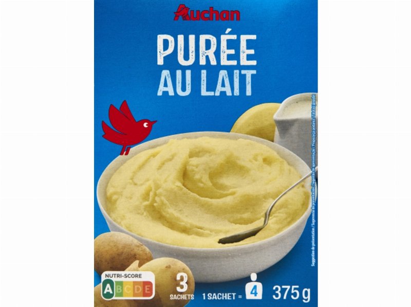 Puré De Batata Auchan Em Flocos Com Leite 375 g (3X125 g)