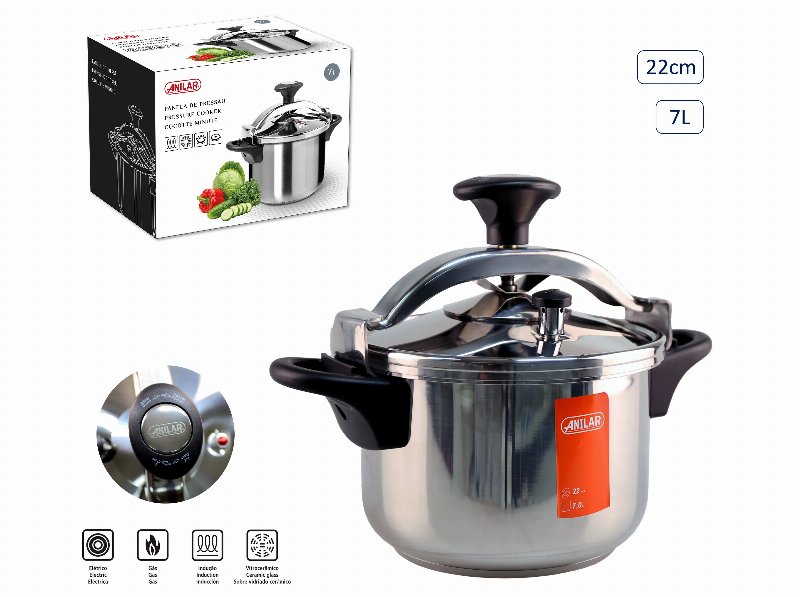 Panela Pressão Anilar Inox 7 l
