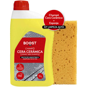 Conjunto Champô Auto Com Cera E Esponja Boost 2 Un