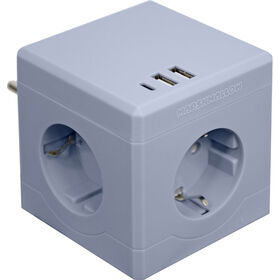 Extensão Cubo 3 Tomadas 2Usb Azul Seco Marshmallow