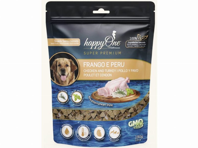 Snack Para Cão Happyone Mediterraneum Com Frango E Perú 190 g