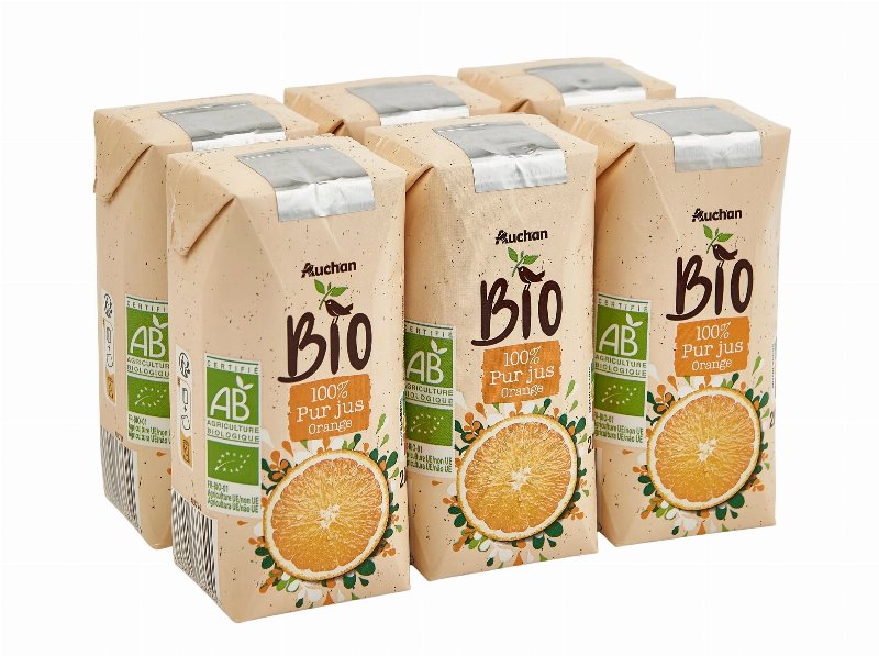 Sumo Auchan Bio Laranja 6X20 cl
