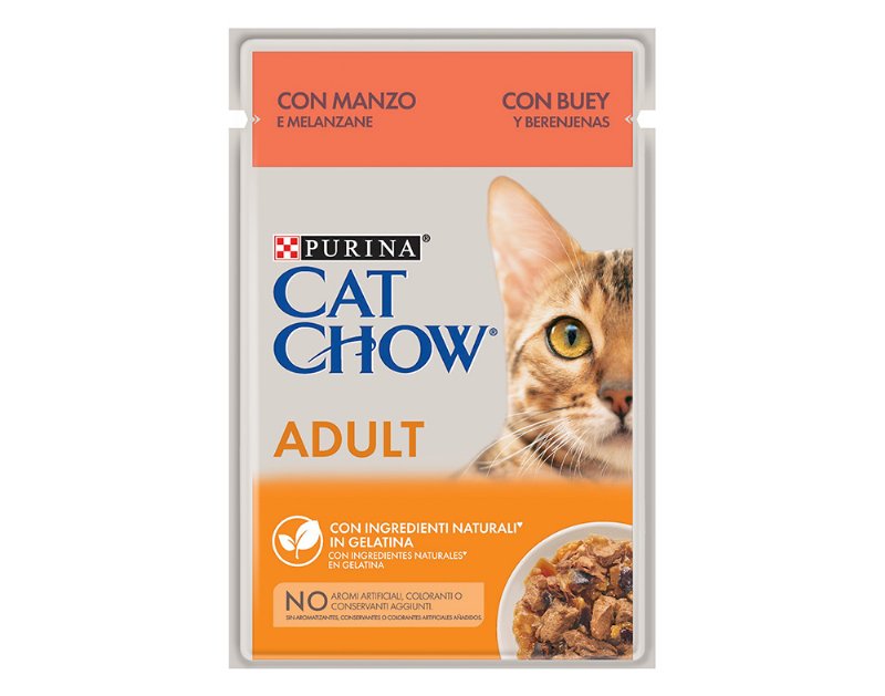 Comida Húmida Para Gato Cat Chow Com Vaca E Beringela 0.85 g