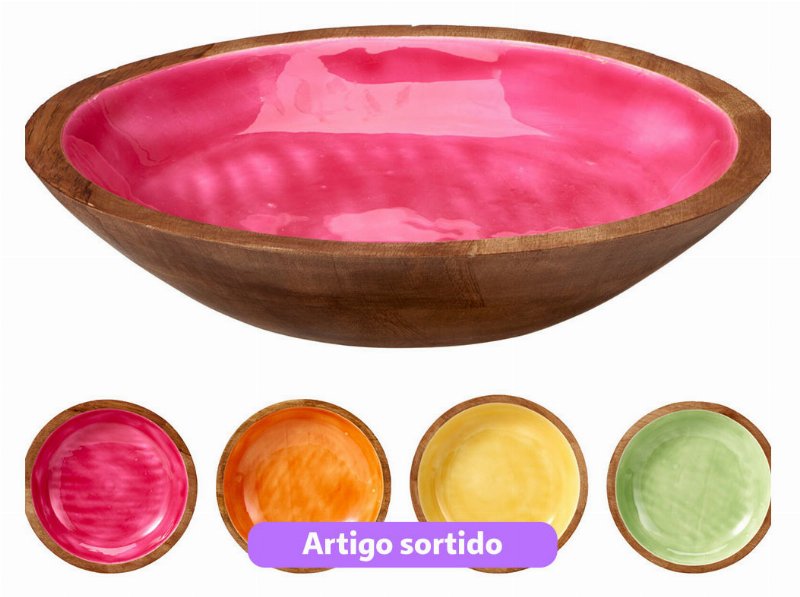 Taça Madeira Manga Ø30Cm Cores Sortidas