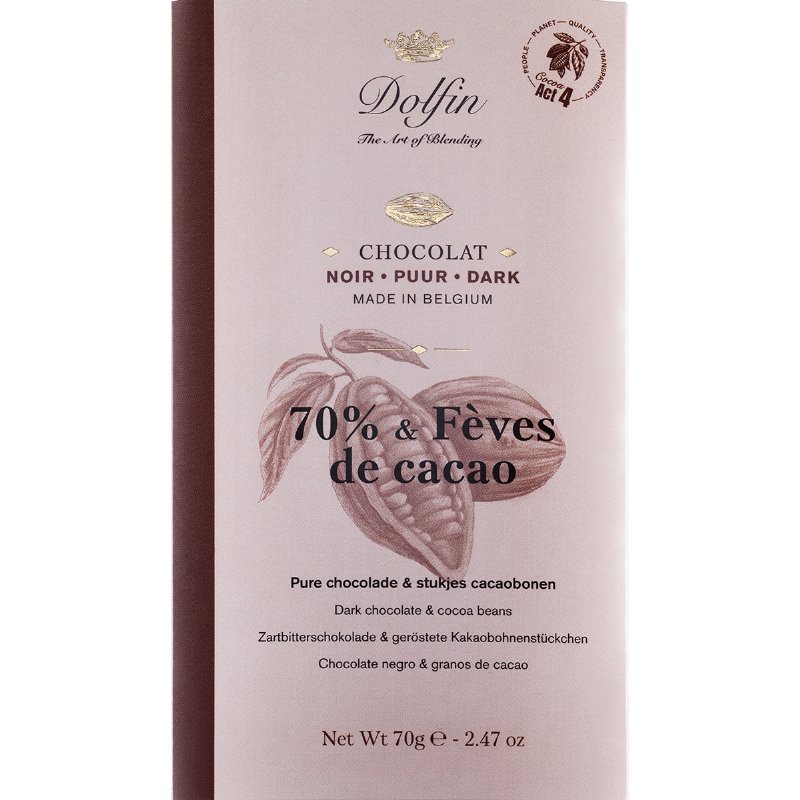 Chocolate Preto 70% Cacau Com Grãos De Cacau 70 g