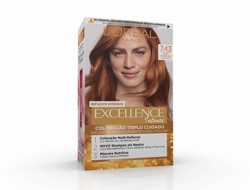 Coloração Excellence Intense 7.43 Louro Acobreado Dourado Un