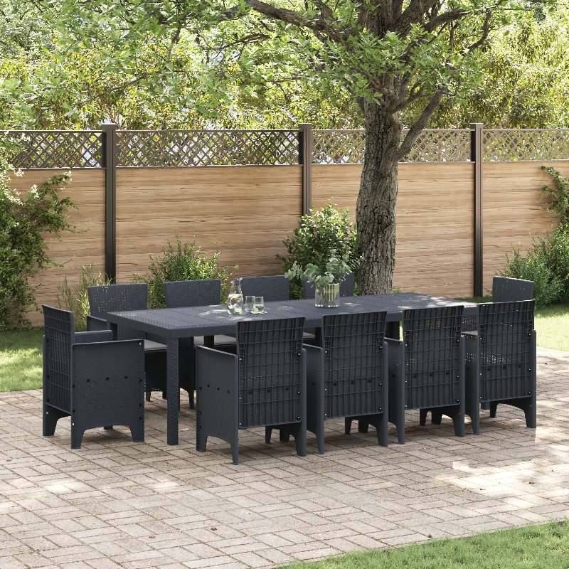 Hkh Conjunto De Jantar De Jardim Com Almofadas Vime Sintético - Antracite