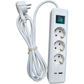 Extensão Com 3 Tomadas Com Usb E 2 Metros Boost