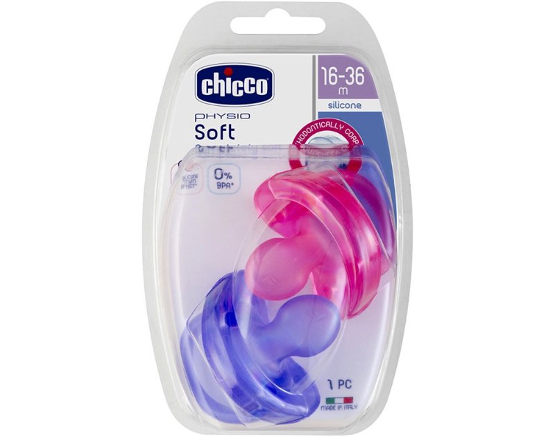 Chupeta Soft Chicco Silicone Rosa E Roxo 16-36Meses 2Un