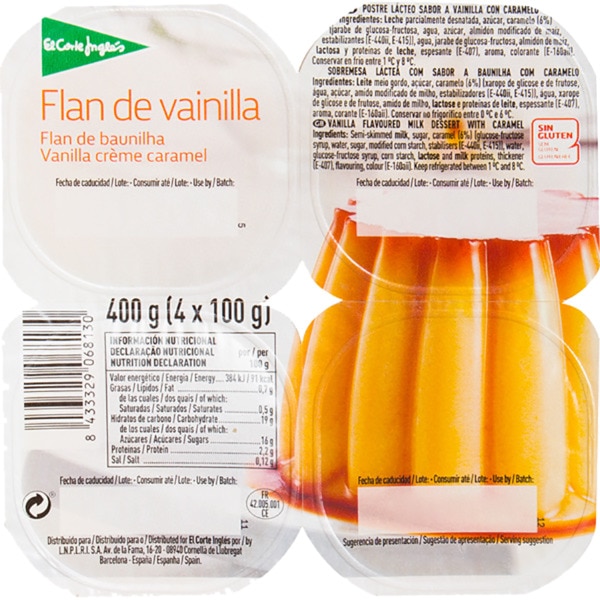 Pudim Flan De Baunilha Sem Glúten Pack 4 100 g