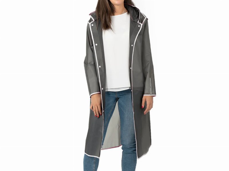 Impermeável Perletti Cinzento / Branco Tamanho M - Altura 165/175Cm