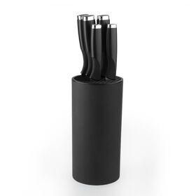 Conjunto 5 Facas Com Suporte Preto Kasa