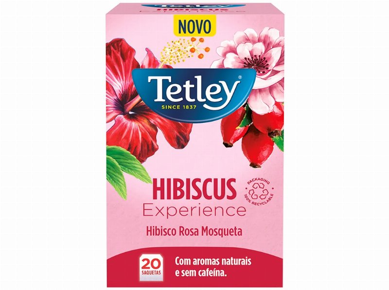 Infusão Tetley Hibisco E Rosa Mosqueta 20 Saq