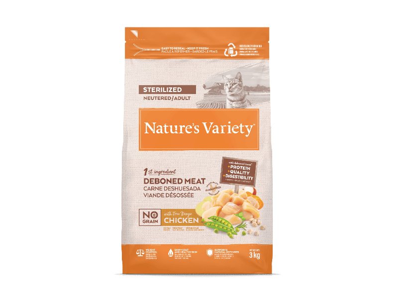Ração Gato Nature's Variety No Grain Esterilizado Frango 3 kg