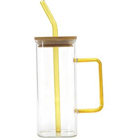 Copo Com Palhinha E Asa 370 ml Amarelo Kasa